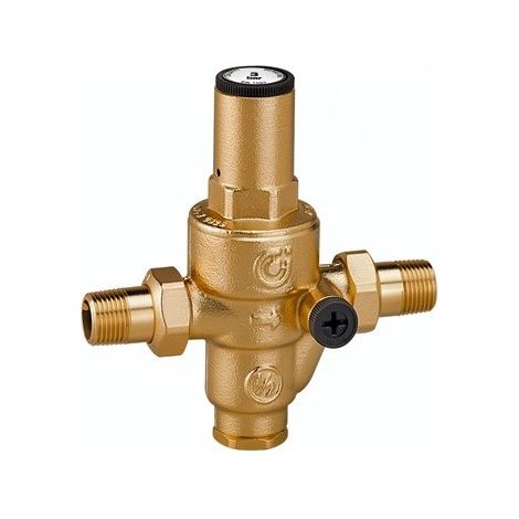 Riduttore di pressione, con cartuccia estraibile. Attacchi maschio a bocchettone. Misura 1/2" M. Con attacco manometro 1/4" F. 536040 (1/4)