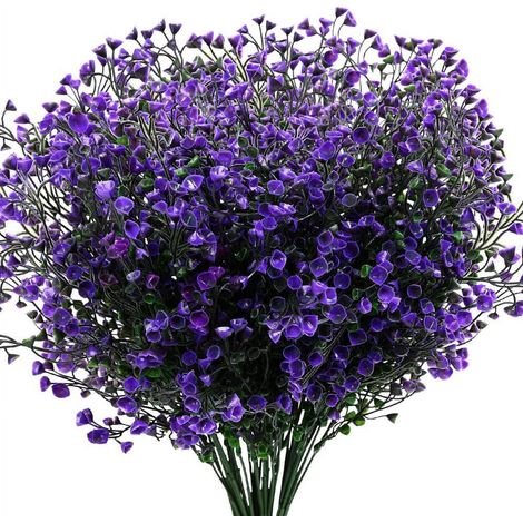 Shrub Artificiel - 4 Pièces - Résistant Aux UV - Pour Intérieur Et Extérieur - Décoration Suspendue Et En Pot - Violet (1/4)