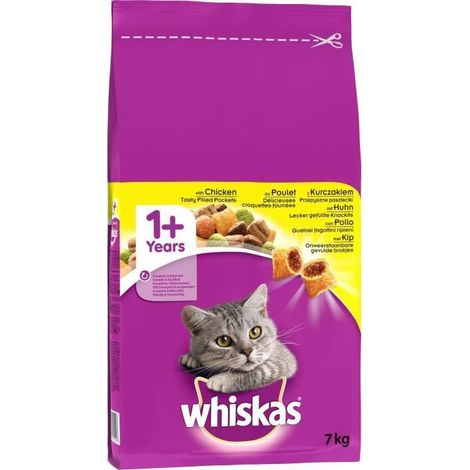 WHISKAS Cat Adult au poulet - nourriture sèche pour chat - 7 kg