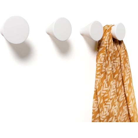 Patere Porte Manteau Mural Blanc - Patère Murale Deco Crochets Porte-Manteau Mural Design Chambre Moderne - Portemanteaux pour Entrée Original Salle de Bain (Lot de 4 patères, blanc) (1/5)