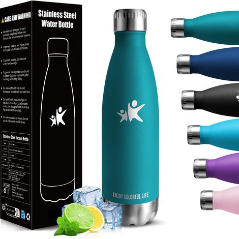 Gourde Isotherme - 500ML - Gourde Inox sans BPA, Gourde Sport Étanche, Réutilisable, Bouteille Isotherme, Processus de revêtement en Poudre, Gourdes, Gourdes Metal pour Running, Bureau, École (1/5)