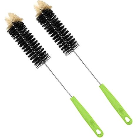 Brosse à bouteille longue 17" flexible, idéale pour nettoyer cols étroits (bière, vin, thé, café, kombucha, gourdes, carafe) – Noir (1/5)