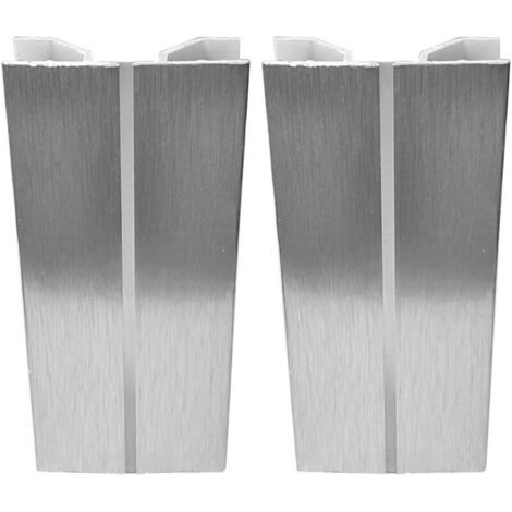 Jonction de plinthe multiangle en PVC Connecteur socle cuisine Hauteur 150mm Finition aluminium brossé Raccord propre et esthétique (1/4)