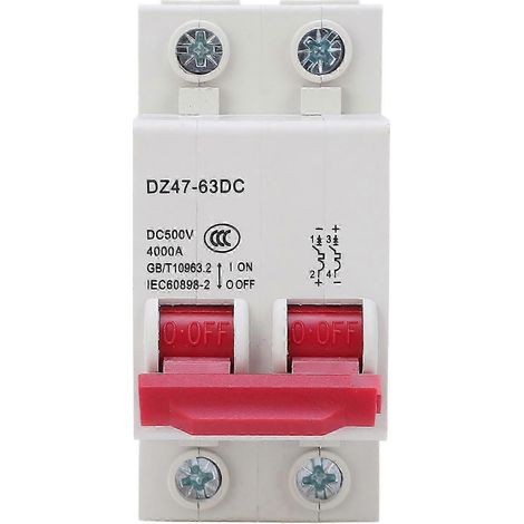 Disjoncteur photovoltaïque DC 500V 2P 40A, interrupteur pneumatique pour protection contre surcharges et courts-circuits (1/5)
