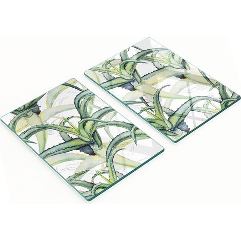 Pannelli decorativi multifunzionali in vetro con stampa aloe, 2x40x52 cm (1/5)