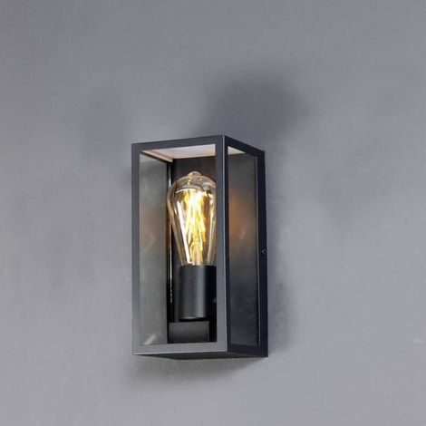 [NEUWERTIG] B-Ware Eco-Light Außenwandleuchte Karo Aluminium Glas schwarz Wandlampe Lampe Leuchte (1/2)