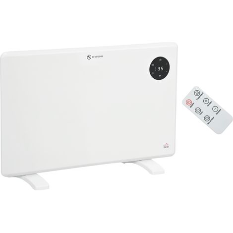 HOMCOM Electric Convector Heater, Quiet Space Heater w/ LED Display, White (1/5)