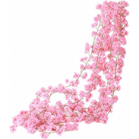 Fleurs artificielles en rotin, 1,8 m, 135 pièces, rose clair, en soie plastique, fausses lianes suspendues pour la décoration intérieure (1/4)