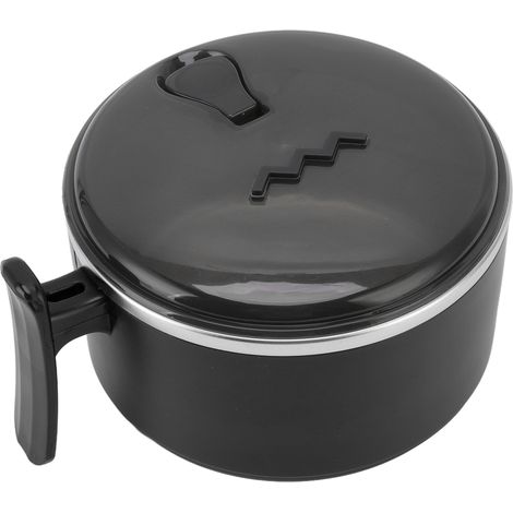 Bol isotherme en acier inoxydable 304 avec couvercle et support, double paroi creuse, isolation thermique, idéal pour la cuisine (noir). (1/5)
