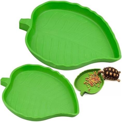 Set mit 2 blattförmigen Wasser- und Futternäpfen für Reptilien, kleine Reptiliennäpfe für Reptilien, Schlangen, Schildkröten und Echsen (1/5)