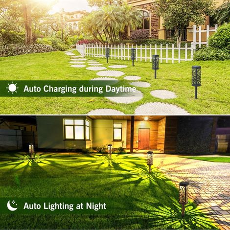 Lampada solare per esterni, luce da giardino da 6 pezzi, decorativa IP65 impermeabile, lanterna solare per terrazza da sentiero (1/4)