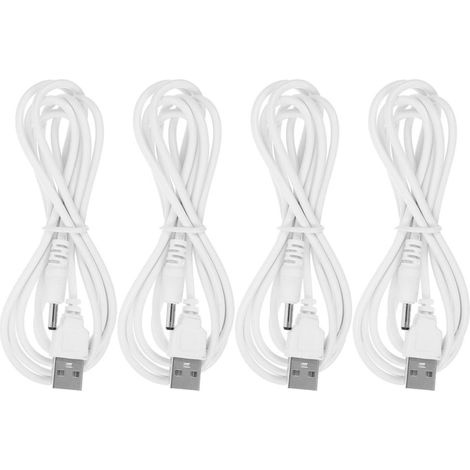 Câble de Charge USB Lot de 4 vers eur 3,5 X 1,35 Mm Blanc, Portable et Polyvalent, Cuivre, Fer, Caoutchouc, Charge Rapide, Compatible Large Gamme