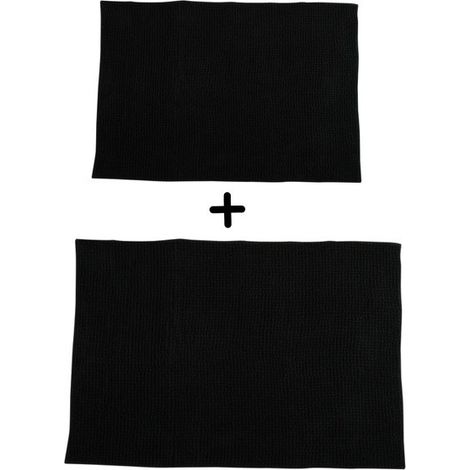 Juego de 2 alfombrillas de baño de microfibra CHENILLE 40x60 cm y 60x90 cm negro MSV