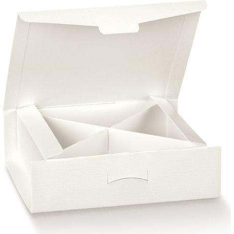 Scotton Scatola Gift Portaconfetti 100 x 100 x 40 Mm con Divisorio Fibra Bianco 10 Pz