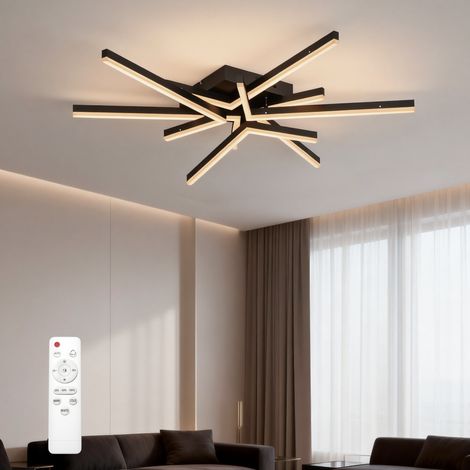 doporro Lámpara de Techo LED 71W, Diseño Moderno tipo Estrella, Negro Arena, 800×700×105 mm, Regulable 3000K–6400K, con Control Remoto IR, Acero al Carbono + Acrílico + Aluminio,Valuma02 (1/5)