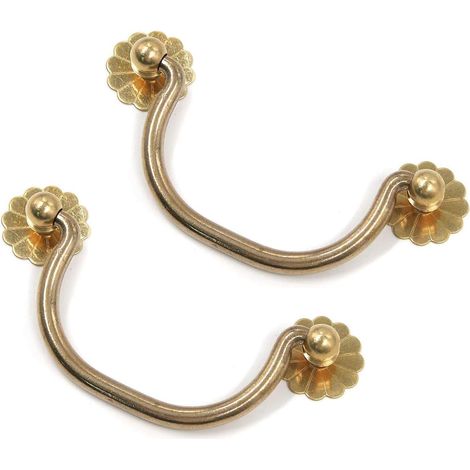 Poignées et boutons de tiroir en laiton massif, style vintage doré, pour armoires, placards et tiroirs, poignées décoratives pour meubles, lot de 2. (1/4)