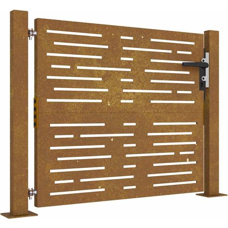vidaXL Puerta de jardín 100x75 cm de acero corten con diseño cuadrado (1/2)