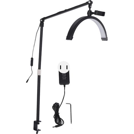 16in Lampe LED Beauté 20W 3000‑6000K Réglable Demi-anneau Noir 100‑240V Prise US (1/5)