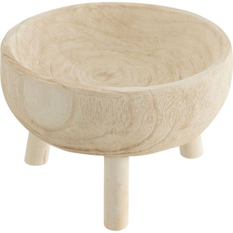 Bol sur trépied en bois paulownia blanc Jolina D 27cm (1/2)