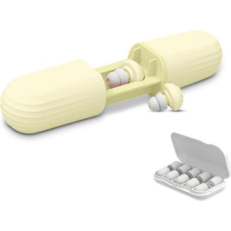 Bouchons d'oreilles jaunes anti-bruit pour sommeil, réutilisables, en silicone souple, protection auditive ergonomique, réduction du bruit, confortables (1/5)