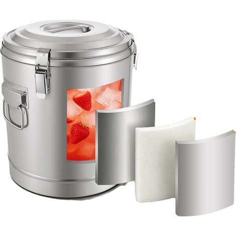 Calentador de alimentos, capacidad de 30 litros, acero inoxidable 304, forma redonda, retención de calor eficiente, de pie o de sobremesa. (1/5)
