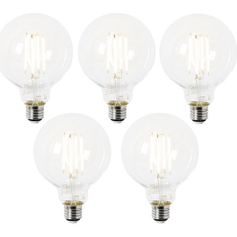 Set mit 5 E27 LED-Glühbirnen G95 klar 2,2W 470lm 2700K