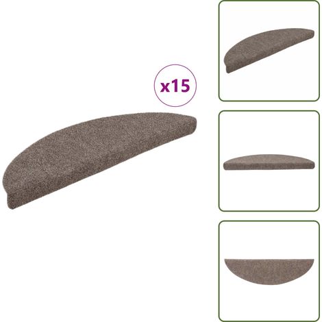Tapis d'escalier autocollants 15 pcs Crème 65x21x4cm Aiguilleté - Tapets D'escaliers - Tapis Marche - Tapis Antidérapant - Tapis Lavable - Protection Escalier (1/5)