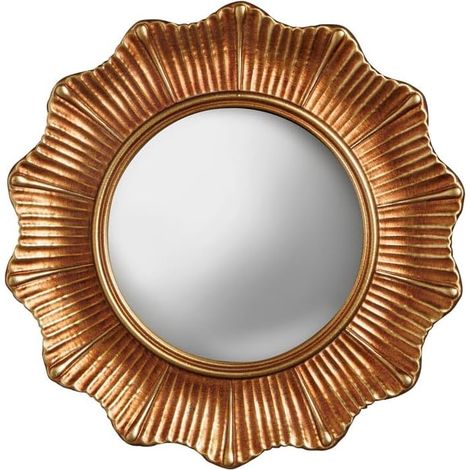 Miroir Convexe Décoratif Vagues Miroir de sorcière Patine Doré 17 cm de Diamètre avec Système d'Accroche (1/5)