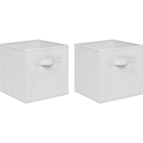Foldable Storage Boxes,Non-Woven Fabric Storage Box Set,Storage Drawers for Cube Storage Unit,26.5x26.5x28 cm (Off White, Set of 2)