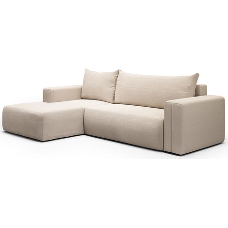Ecksofa, links umwandelbar, 3-Sitzer, Truhe, Bliss Beige