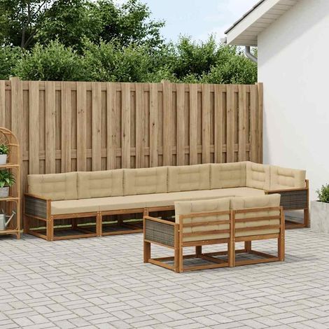 vidaXL Outdoor-Sofagarnitur 8 Stk. Natur und Beige (1/5)