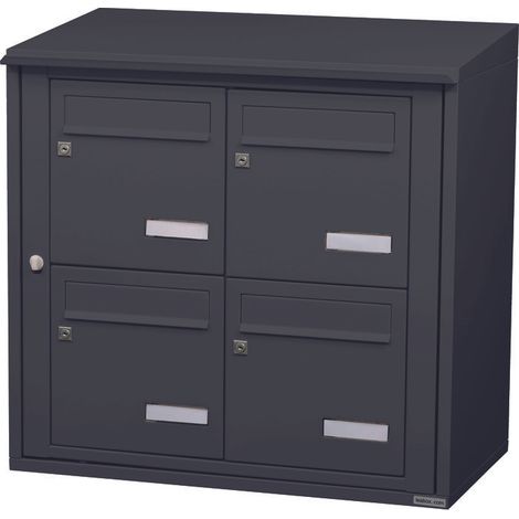 Boîte aux lettres collective extérieure murale gris anthracite - Leabox.com - 4 boîtes - Verticale