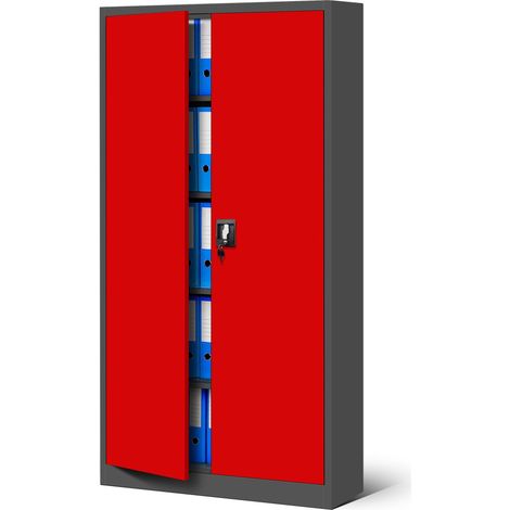 Armoire de Bureau Métal à Dossiers Verrouillable 185 x 90 x 40 cm (1/5)