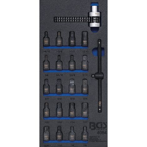 BGS  Carro  Taller  Inserto  1/3:  Inserciones  Cárter  Aceite  /  Llave  Cadena  Filtro  Aceite  22  piezas  -  4094 (1/2)