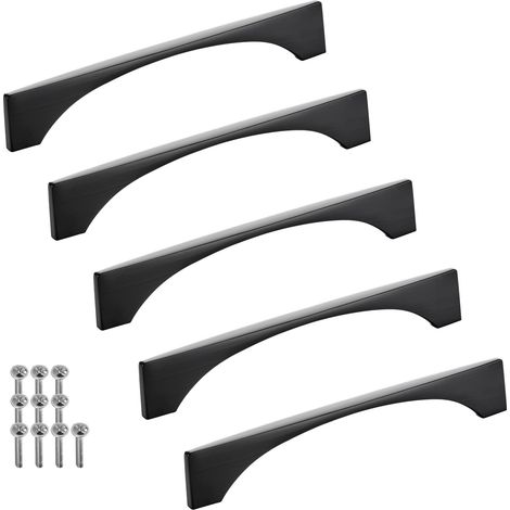 SOTECH Möbelgriff Bügelgriff Blackline XIV schwarz matt Schubladengriff Schrankgriff inkl. Schrauben - Bohrlochabstand (BA) 128 mm, 5 Stück (1/4)