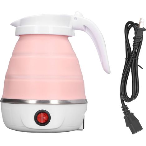 Bouilloire électrique pliable 0,6L 400W prise US 110V chauffe-eau rétractable pour lait chaud café thé eau bouillante rose (1/5)