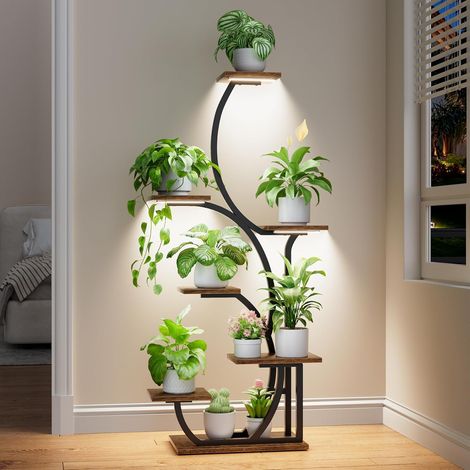 Support pour plantes d'intérieur avec lampes de croissance – Étagère lumineuse pour plantes d'intérieur – 7 niveaux – Support d'angle pour plantes d'intérieur – Grande étagère de présentation de (1/5)