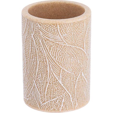 Bicchiere rotondo in poliresina con motivo botanico 300 ml - beige - Tendance (1/2)