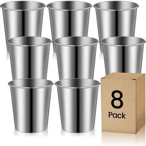 Gobelets en Acier Inoxydable 260 ml, 8 Pièces Tasses Gobelet Bière Empilables et Portables Verre à Shoot, Shooter Verre à Schnaps Whisky Rhum (1/5)
