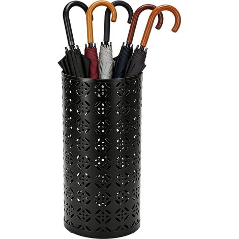 Portaombrelli rotondo in metallo nero, 15 x 15 x 35 cm, autoportante, per ingresso, casa, corridoio, ufficio