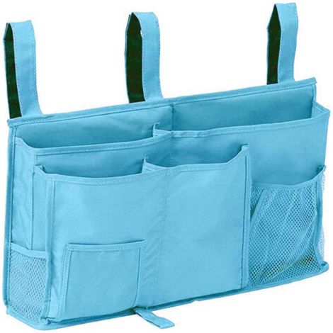 1 Sac de rangement pour lit superposé(Bleu), sac de rangement pour lit suspendu, 8 poches, pour lit de chambre d'étudiant, lit d'hôpital, barreaux de lit pour bébé, 600D Oxford Cloth (1/5)