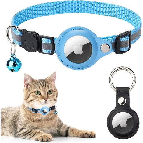 ZOLGINAH AirTag Cat Collar, Apple Air Tag Cat Collar integrado con campana, GPS reflectante Cat Collars con soporte AirTag, ligeros collares para gatos gatitos (azul) (1/5)