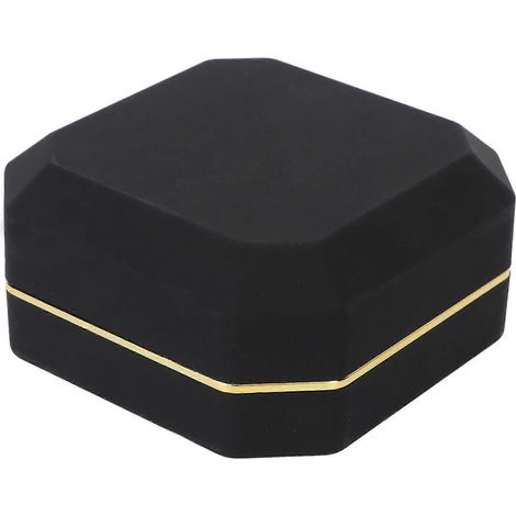 Coffret cadeau exquis pour bracelet, étui de rangement portable pour bijoux avec éclairage intégré, idéal pour une demande en mariage (noir) (1/5)