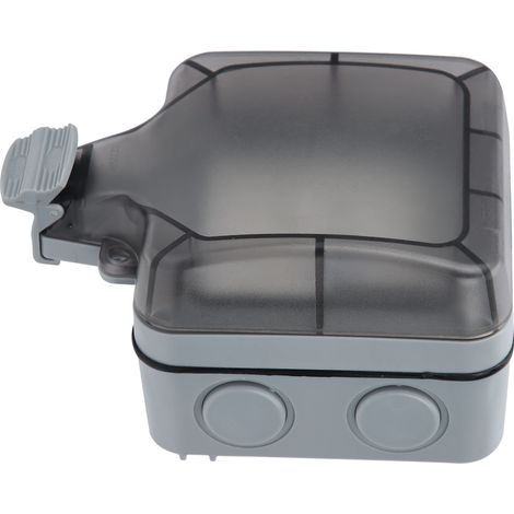 Prise électrique extérieure étanche 3 trous 220V avec protection contre les fuites – Boîtier mural étanche pour extérieur (1/5)