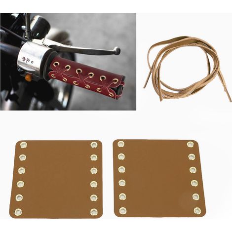 Motorradlenkergriffe aus Leder – rutschfeste Griffüberzüge, Motorrad-Customizing-Zubehör, gelbe Farbe, 2er-Set, kompatibel mit allen Modellen. (1/5)