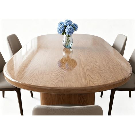 Nappe de table lavable Ovale 140x200cm Transparent TPU Résistant aux intempéries pour extérieur