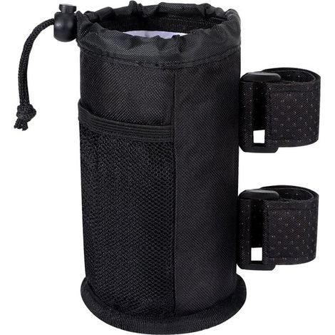 Dailygoods，Portabotellas con bolsillos de malla，Portabotellas isotérmico，Apto para bicicletas plegables，Tejido Oxford gris (1/5)