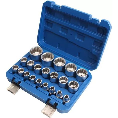 Ahlsen Juego de llaves de vaso de flor de ciruelo de 21 piezas, 12 esquinas, cabeza de enchufe volador grande de 1/2 ", especificación de 8-36 mm (1/4)