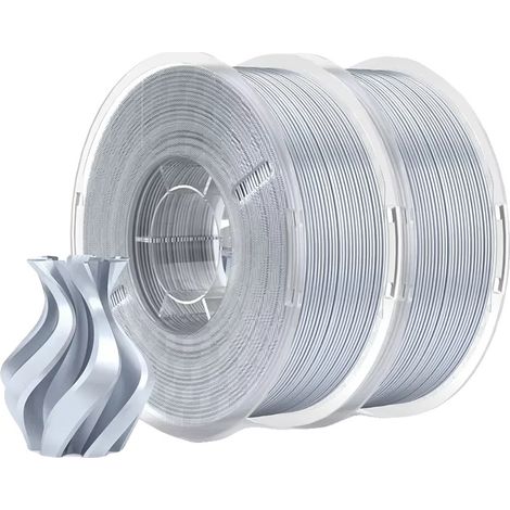 3D-Drucker-Filament, Hochglanz-Finish, Vielseitige Kompatibilität, Silber Grau 2kg (1/2)