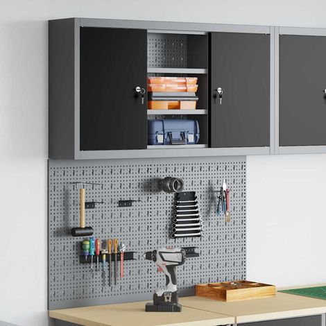 Werkzeugschrank-Set 3 pcs Schwarz Pulverbeschichteter Stahl